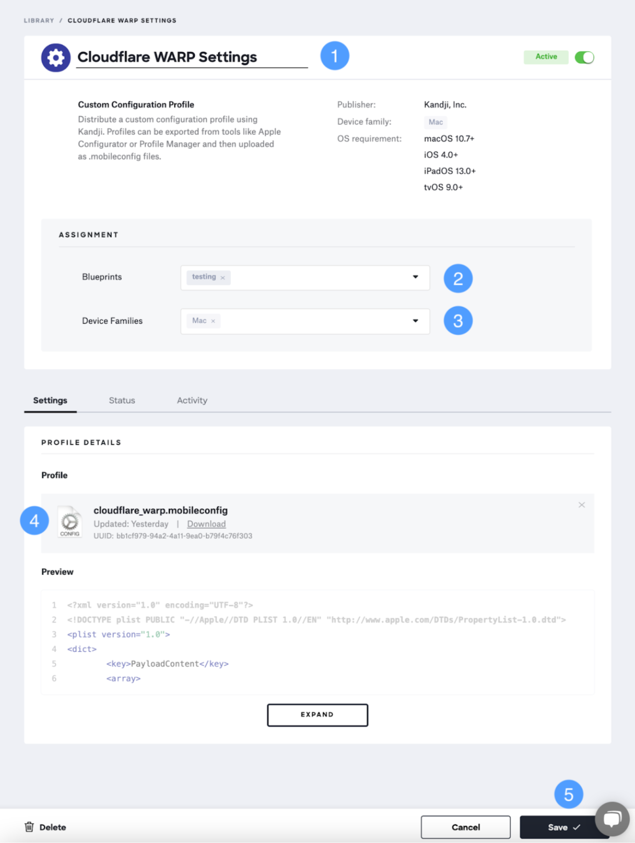 Custom profile